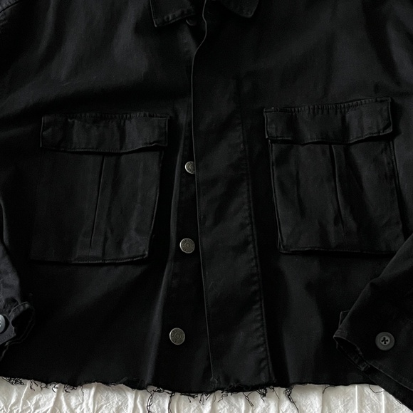 NWOT BOYISH Raw Edge Crop Denim Jacket, Sz LG, Black, Hipster, Fashionable - Picture 6 of 12